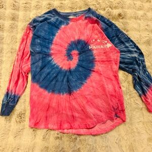 Hawaii Tie-Dye Long Sleeve Shirt - Pink and Blue medium